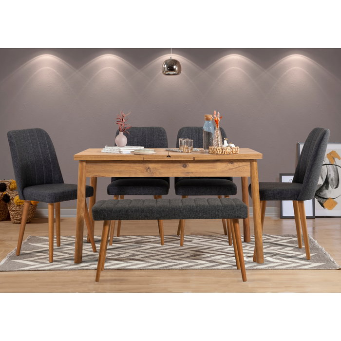 Hanah Home Santiago Atlantic Anthracite Conjunto de Comedor Extensible Hanah Home Santiago Atlantic Anthracite Conjunto de Comedor Extensible